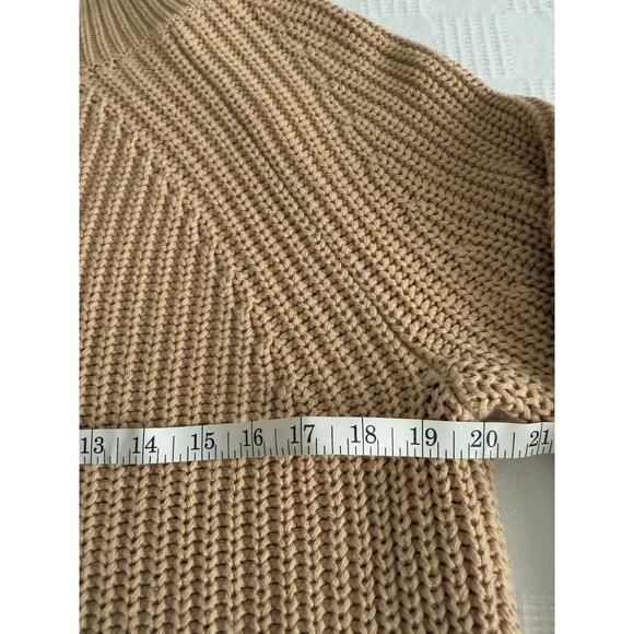 J.CREW Beige Chunky Cotton Knit Sweater Mock Neck Fisherman Preppy Heritage M - Picture 4 of 5